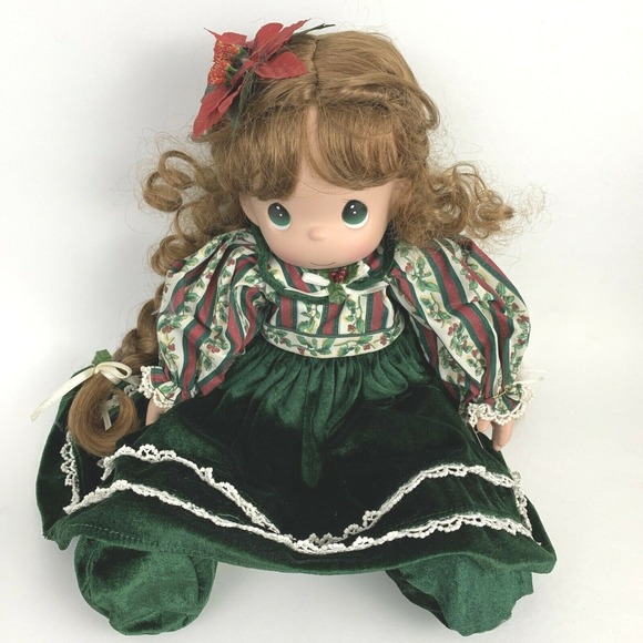 Precious Moments Belle Christmas Stocking Doll 2004 Green Dress S/N 1155 15" T - Picture 1 of 11